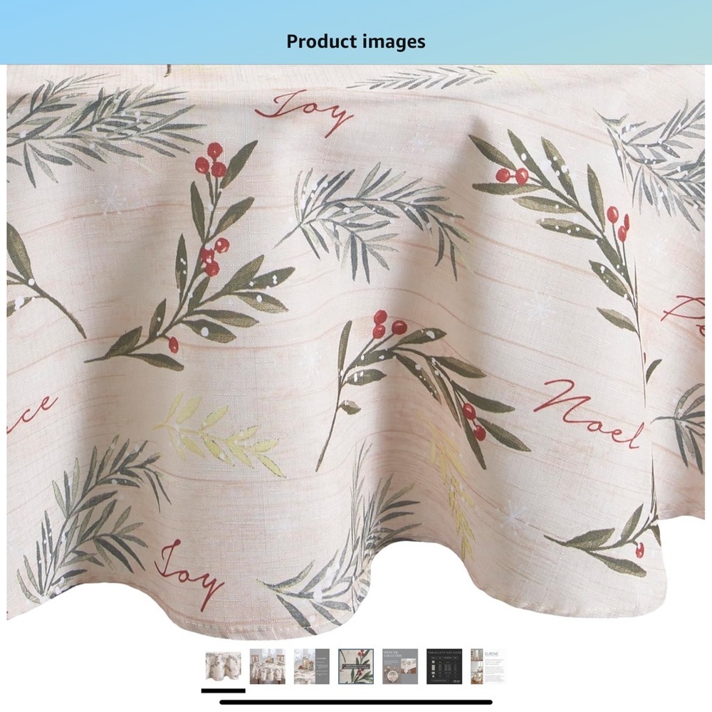 Festive Cream Tablecloth with Holiday Design with four matching napkins